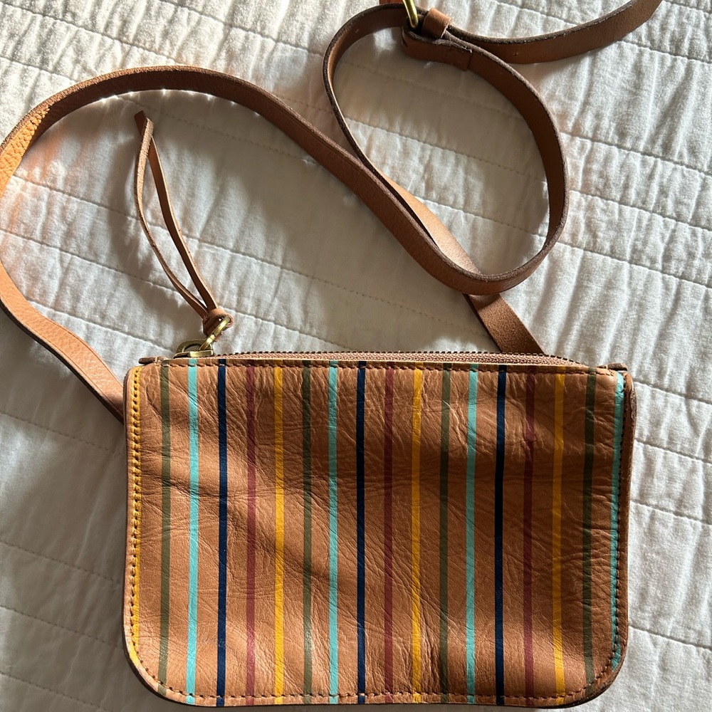 Madewell Leather Striped Belt Bag Adjustable Purse Small